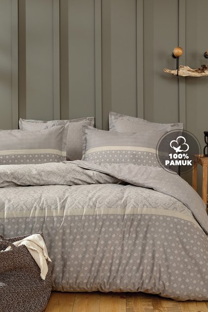 Amora Tek Kişilik Ranforce Nevresim Takımı - Gri