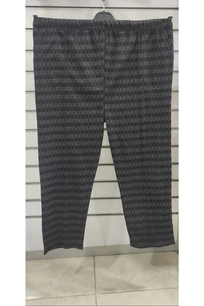 Large Size Pocketed Elastic Stamped Trousers