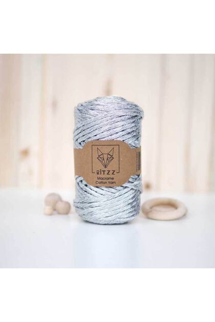 Metallic Macrame Thread Single Twisted // 3mm // Silver