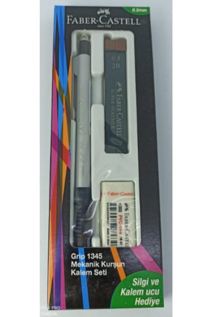 Faber Grip 1345 Silver 0.5mm Pencil-Eraser-Refill