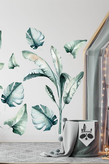 Tropical Leaves Green Wall Sticker Set