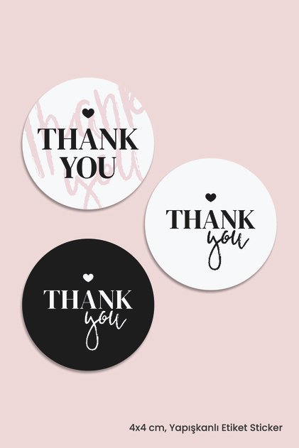 Thank You Written Round Adhesive Product Packaging , Package Label Sticker