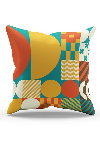 Double Sided Printed Geometric - 3 Patterned Suede Throw Pillow Case