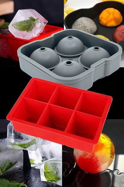 Silicone Large Size Ice Mold Cube and Globe Model Set of 2