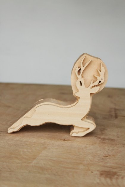 Linden Wood Printing Mold Deer Motif Wood Printing Mold Fabric Printing Mold