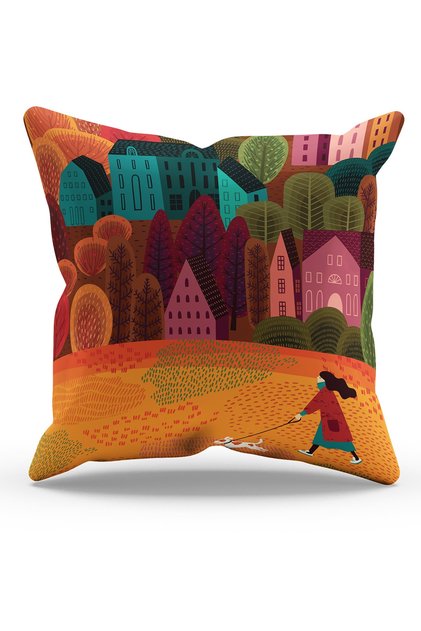 Double Sided Printed Fall - 1 Patterned Suede Throw Pillow Case
