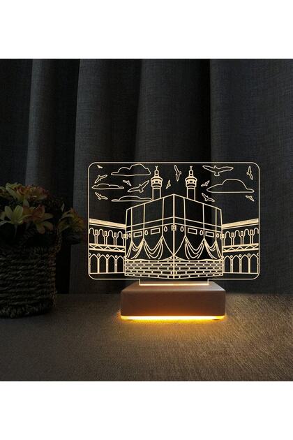 Kabe-i Muazzama 3d Led Masa Lambası Doğum Günü Hediyesi Lamba Özel Gün Hediyesi