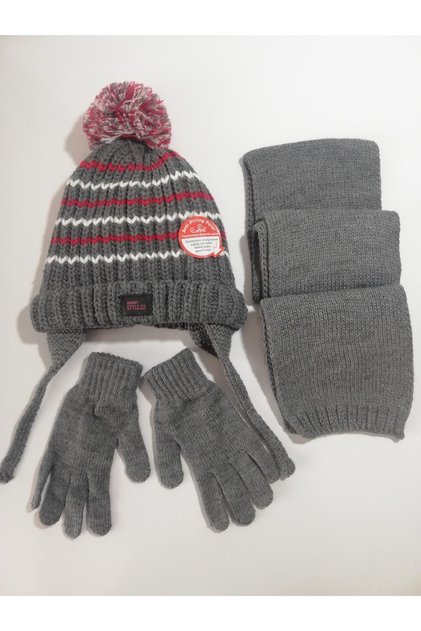 Boy's Scarf Beanie Gloves Triple Set K22170-14-003