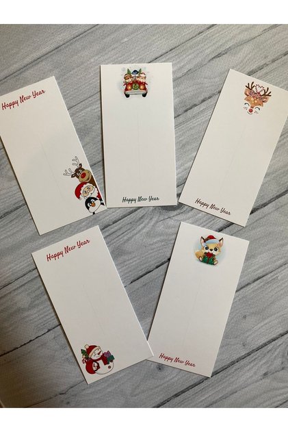 New Year Themed Mixed 2-Piece Buckle Card 25 Pieces