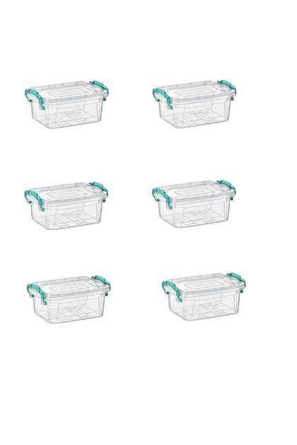 Transparent Rectangular Small Storage Container Set with Lock 1.75 Lt-6 Pieces