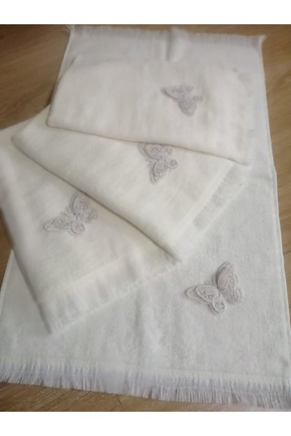 Hand and Face Towels Butterfly Laced 6 Pieces Extra Soft Promise Engagement Circumcision Mevlüt Dowry Towel 70 × 50 Cm