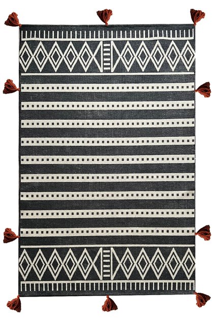 Cotton 565 Scandinavian Patterned Gray Woven Base Rug