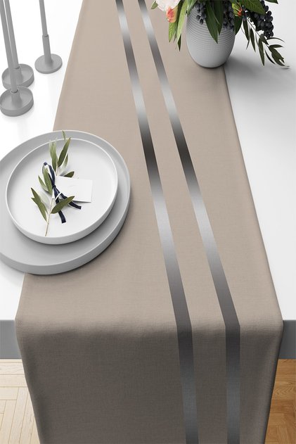 Mink 40 X 140 Silver Premium Suede Woven Fabric Stain Resistant Table Cover Runner Rnr510