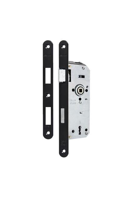 Dooraks Black Lock (ROOM) Door Lock 40mm Oval Mirror