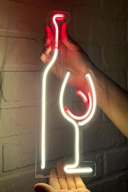 Led Tabela Bardak Ve Şişe Neon Led Duvar Süsü 50cm X20cm