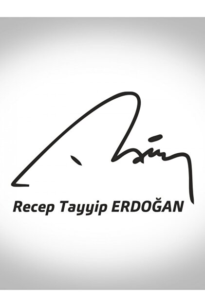 Adesivo Murale Autografo Recep Tayyip Erdogan | 15x10 Cm | Decorazione Per Soggiorno, Auto E Laptop | Simbolo Türkiye AKP