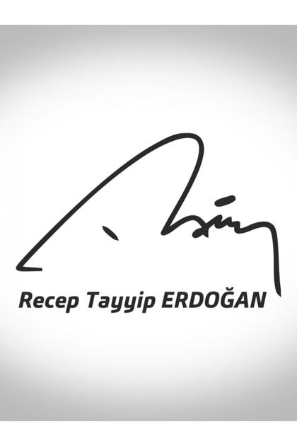 Adesivo Murale Autografo Recep Tayyip Erdogan | 15x10 Cm | Decorazione Per Soggiorno, Auto E Laptop | Simbolo Türkiye AKP