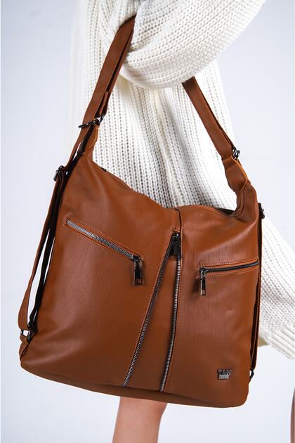 Women's Tan Soft Washed Leather Both Handbags and Backpacks