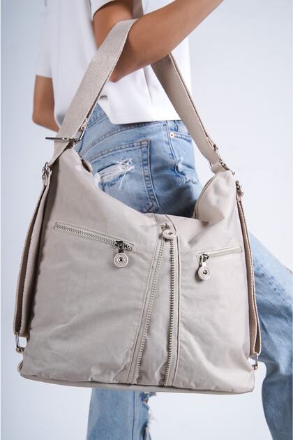 Ulivana Cream Women's Crinkle Waterproof Both Shoulder Backpack