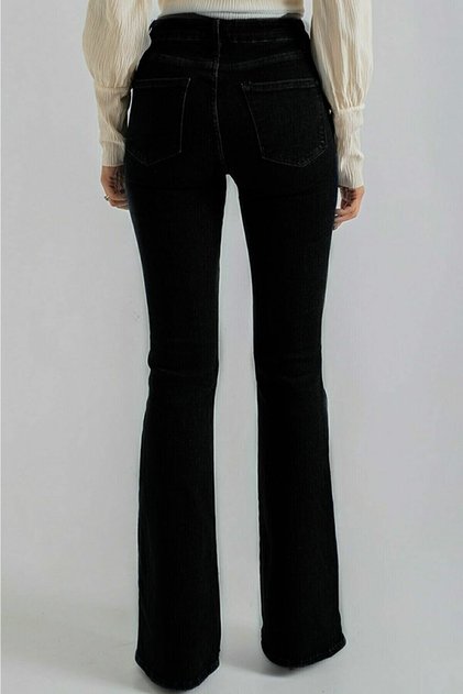 Ikon Spanish Flare Leg Jeans No Fade Black Spanish Jeans High Waist Denim Trousers