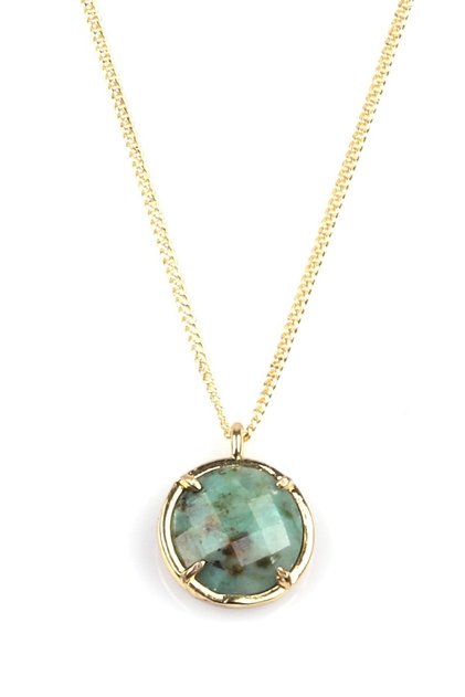 African Turquoise Natural Stone Gold Colored Necklace