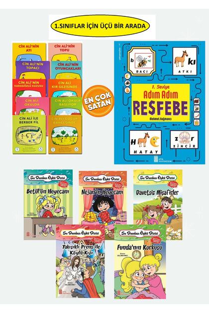 Cin Ali Kitap Seti (10 Books) + Resfebe Book + Colorful 5-Story Set for Grade 1