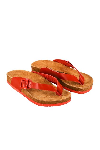 Genuine Leather Red Women's Slippers