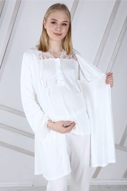 Pajama Set with Maternity Dressing Gown 1001