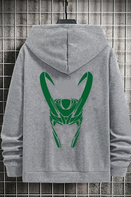 Unisex Gray Loki Mischief Printed Hooded Sweatshirt
