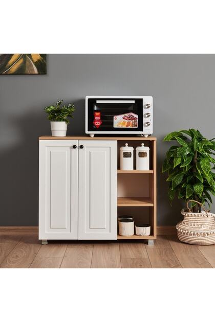 Just Home Ares 2 Kapaklı 3 Raflı Çok Amaçlı Dolap - Safir Meşe