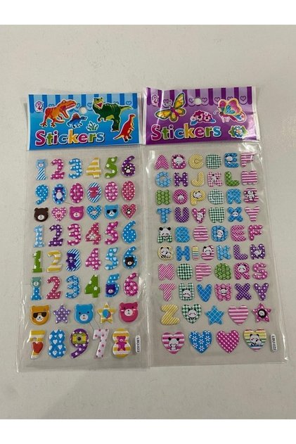 Harf Ve Rakam Renkli Kabartmalı Lüks Stickler