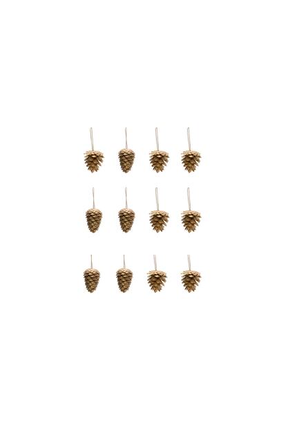 New Year's Pine Tree Ornament Pinecone 12-Piece Medium Size