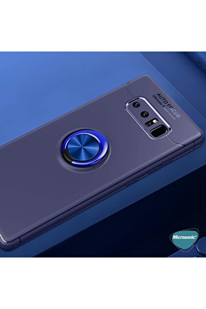 Microsonic Galaxy Note 8 Kılıf Kickstand Ring Holder Lacivert - 5