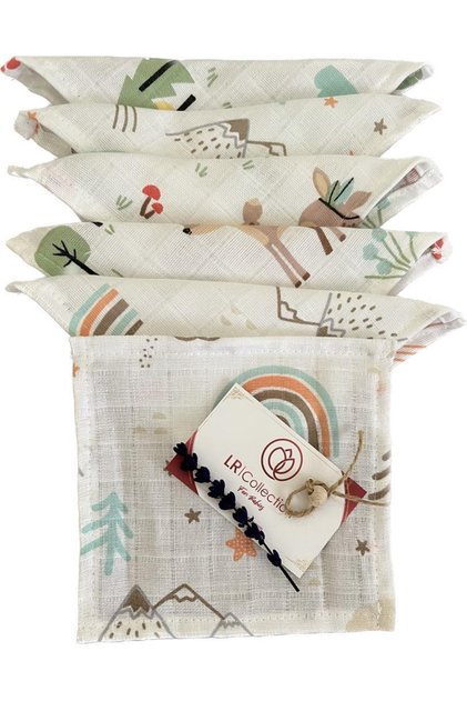 Set of 6 Muslin Mouth Wipes Made of 100% Cotton Muslin Fabric