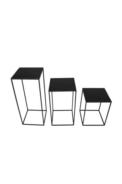Siyah Metal Zigon Sehpa 3 ‘lü Set Wd-19