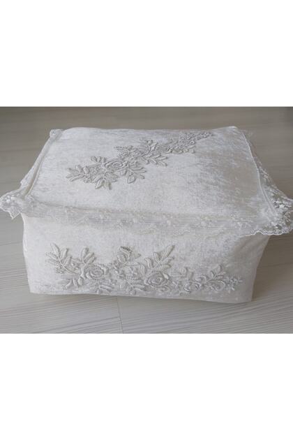 Bohça Engagement Saddle Dowry Box Velvet Bag Cream 45 cm Width