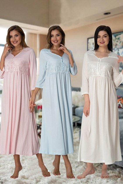 Maternity Nightgowns - Blue - Long