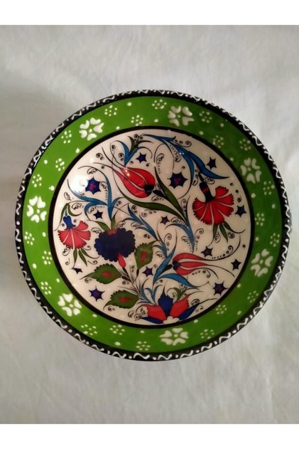-çini El Emeği Teşhip Sanatı Özel Tasarım Kabartma Desenli Çini 15 Cm Kase