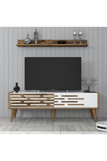 Valensiya 140cm Tv Ünitesi - Ceviz / Beyaz
