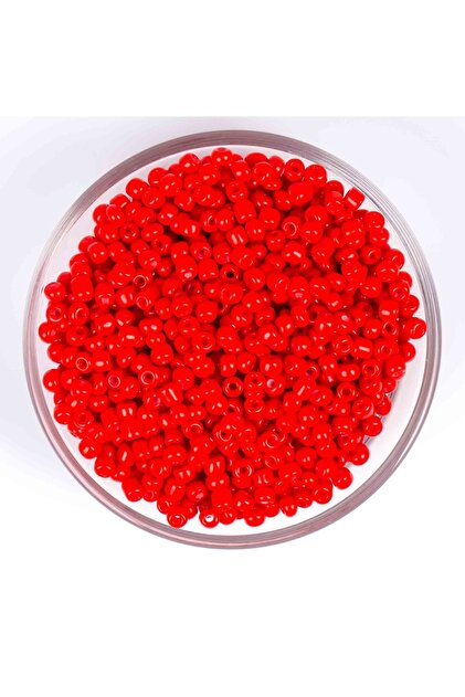 yfhobi 50 Gram - 4 Mm Kırmızı Renk Büyük Boy Kum Boncuk, Takı Yapım Boncuğu, (50 Gram,~ 650-700 Adet) - 1