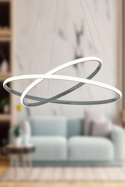 Bernardo 45x35 Büyük Çember Füme Modern Sarkıt Beyaz Işık Led Avize