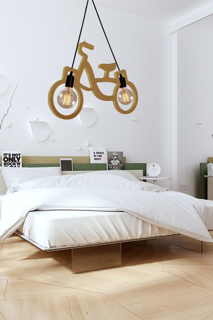 Ahşap Wooden Bisiklet Sarkıt Avize Ahşap Lüks Rustik Modern Dekoratif Kız Çocuk Odası Avize