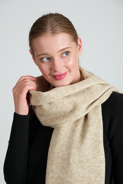 Women's Melange Soft Button Scarf Beige 23w506