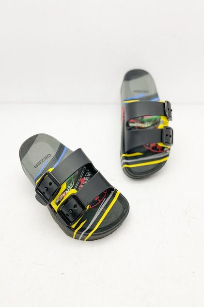 Altuntaş - Boy's Slippers Model with Car Figure - Black