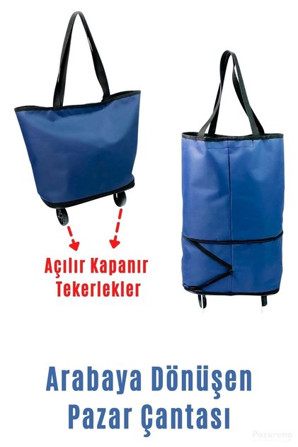 Pazar Arabası Pazar Çantası Çok Amaçlı Çanta Tekerlekli Market Çarşı Arabası