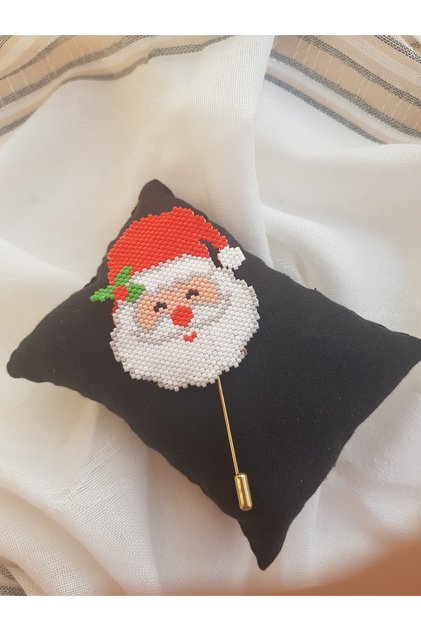 Miyuki Boncuk El Yapımı Noel Baba Yılbaşı Christmas Noel Broş - Yaka İğnesi