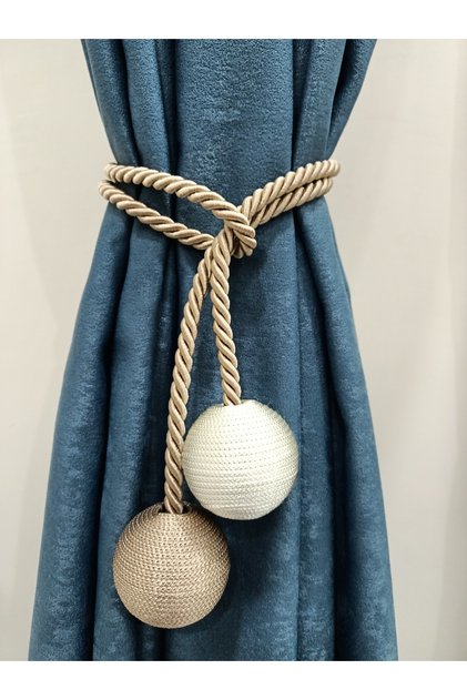 Two Ball Side Tie Backdrop Curtain Gathering Apparatus Mink&cream