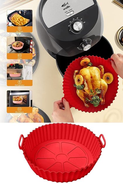 Airfryer Silicone Baking Mold - Air Fryer Accessory, Baking Paper - Red (bpa Free)