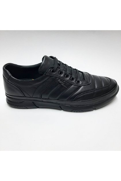 Genuine Leather Rubber Sole Orthopedic Anatomic Diabetic Black Lace-Up Men's Shoes