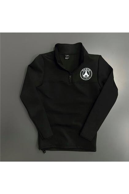 Scuba High Collar Half Zipper Tracksuit Diving Fabric Slim Fit Paris Printed